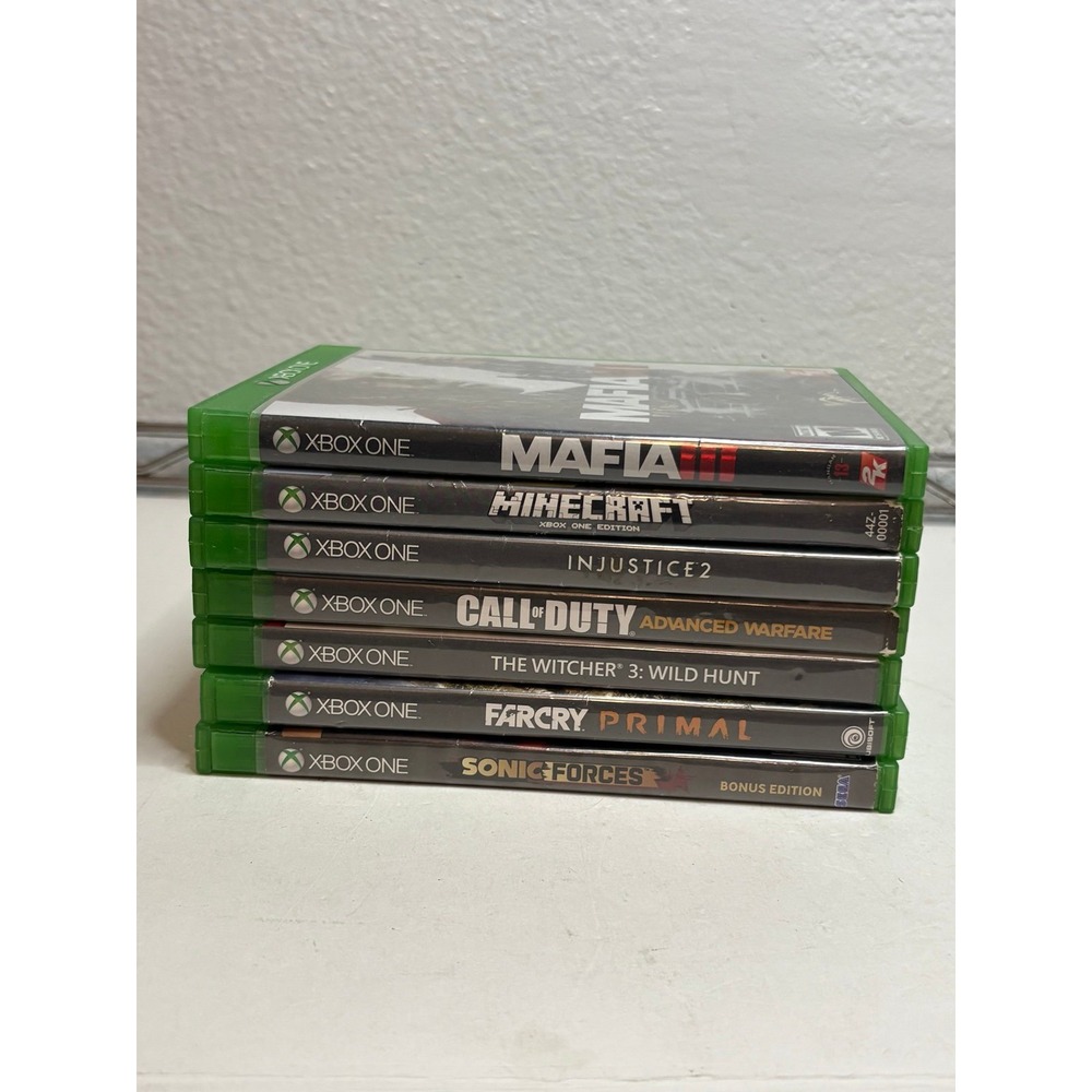 Lot of 7 Xbox One Video Games Minecraft Witcher 3 Mafia III Injustice 2 Lot Unte